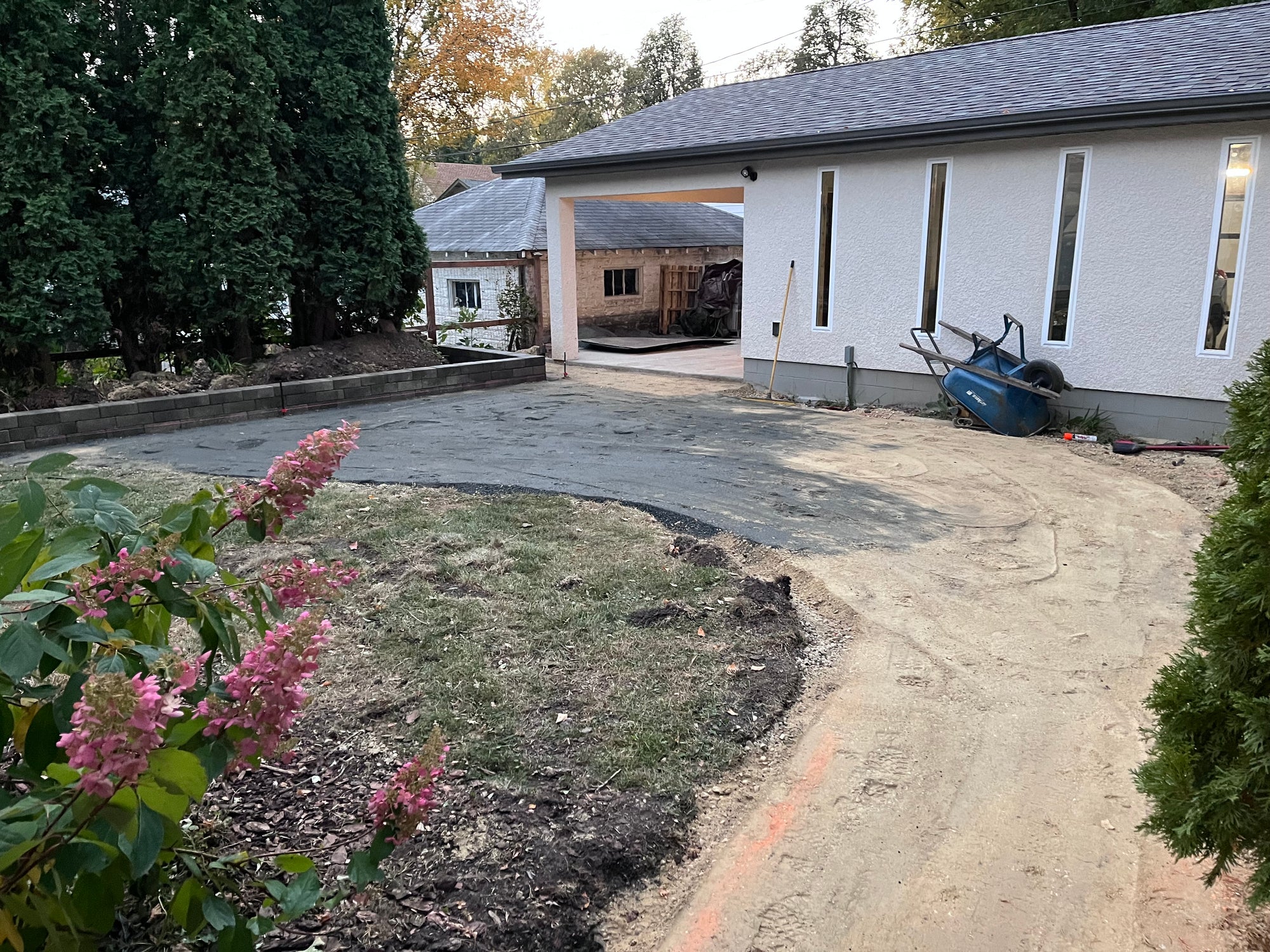 Patio base preparation and hardscape layout in Minneapolis MN