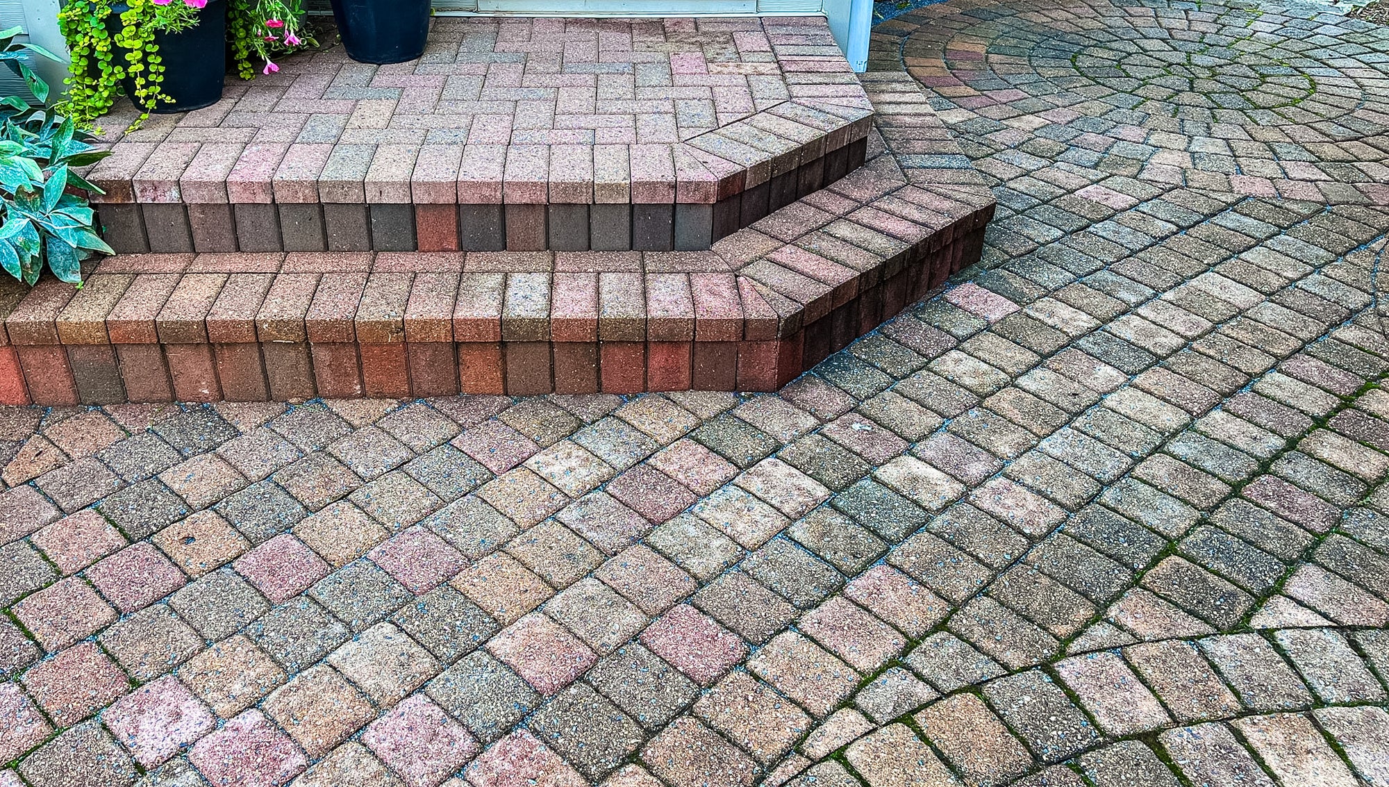 Detailed view of restored paver surface and stabilized base in residential Minneapolis yard
